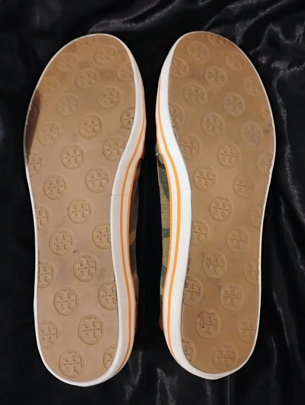 Women's Like New Rare Camaflage And Orange Tory Burch Slip On Flats U.S. Size 9